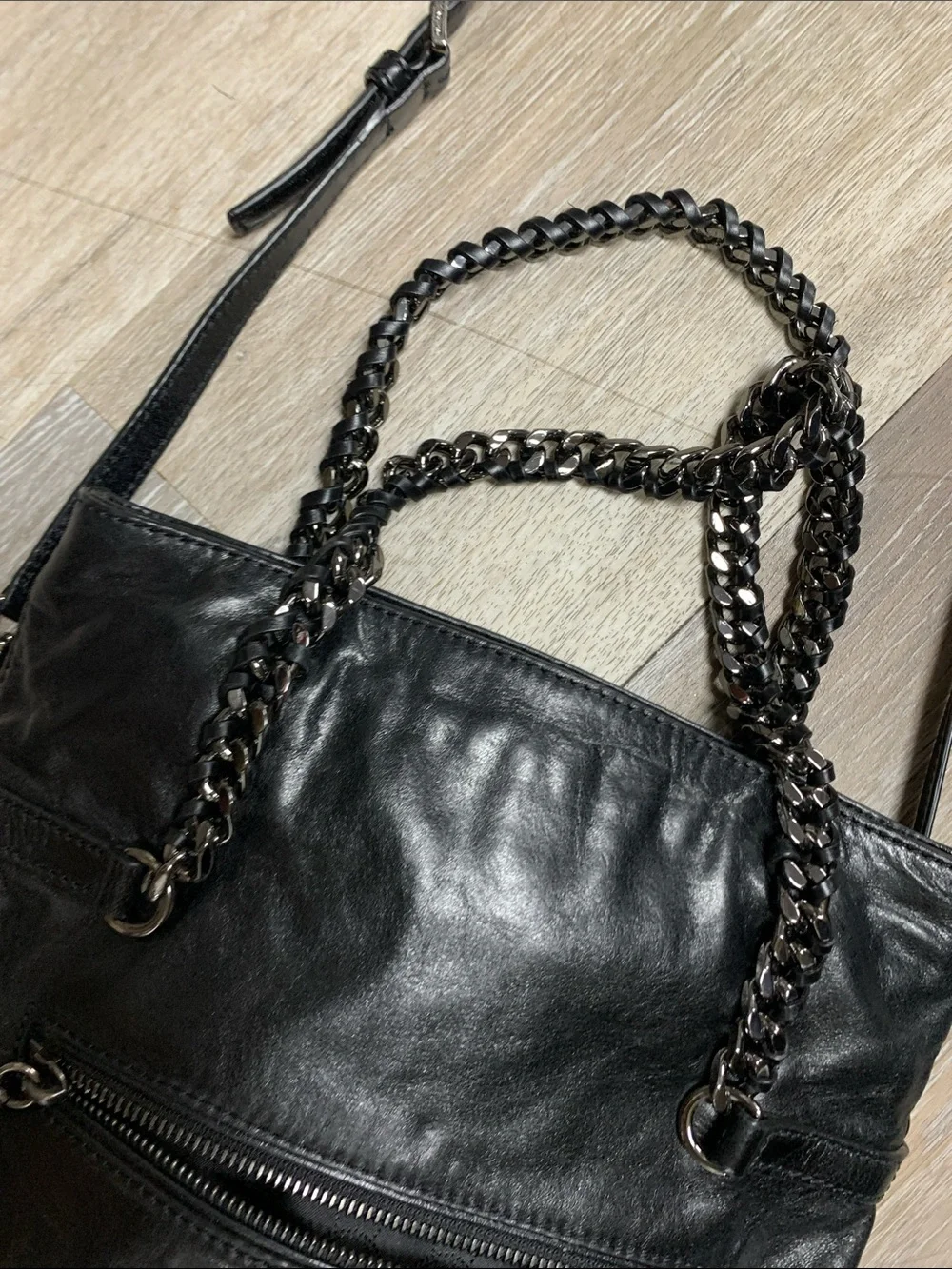 Michael Kors Black Leather Chain-Handle Satchel